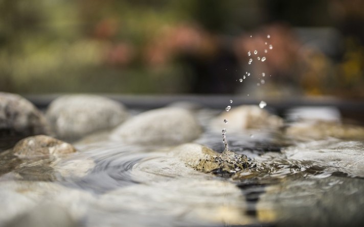 Impression des Wasserspiels im Dachgarten des Urlaubshotels Jagdhaus Wiese im Sauerland