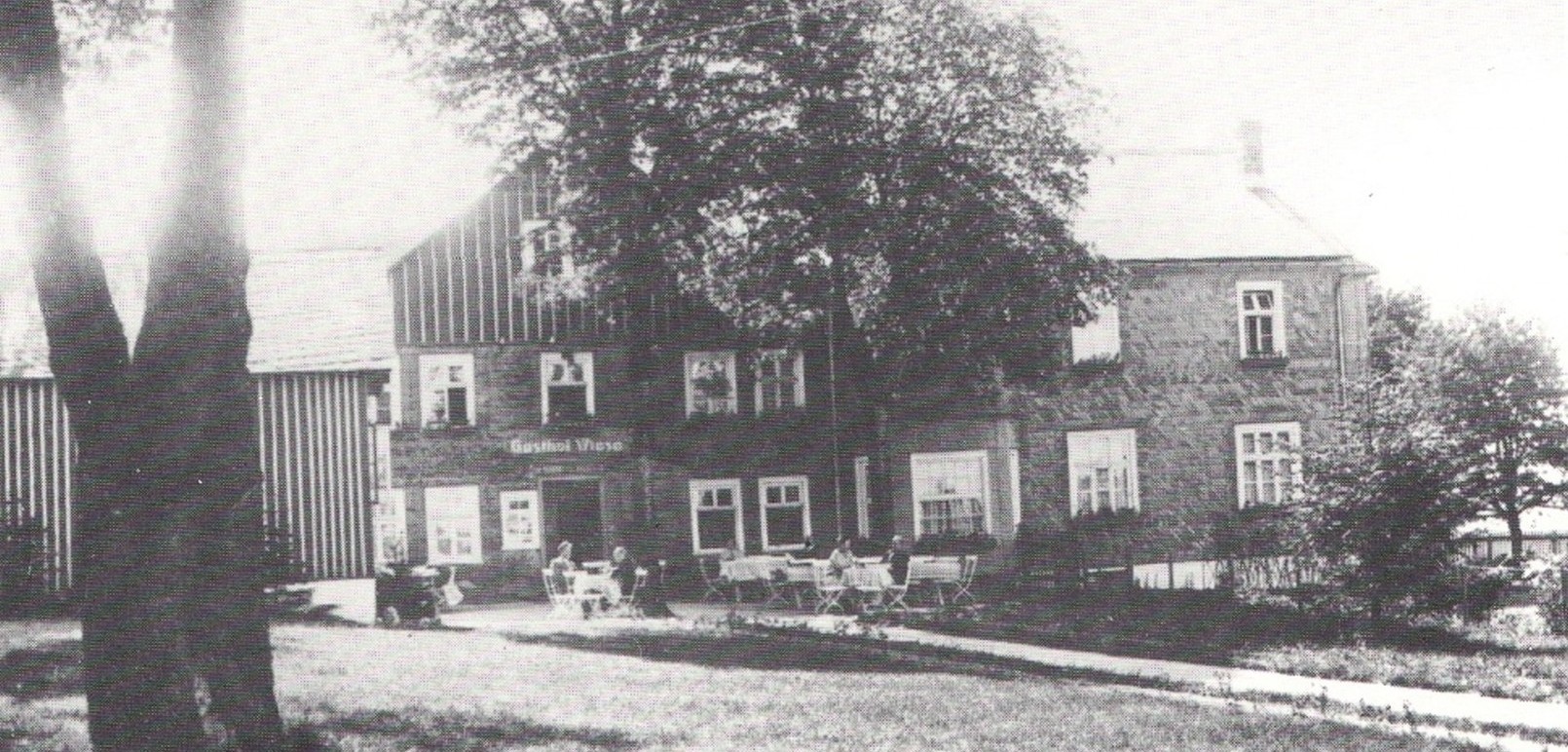 East view of the Gasthof Wiese in the Sauerland with terrace in front in 1927