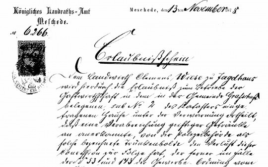 Concessie van Hotel Jagdhaus Wiese uit 1878. In het allereerste jaar werden de eerste zomergasten verwelkomd.