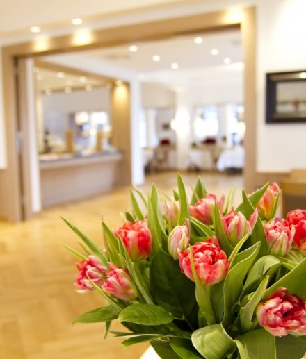 The historic parquet floor is part of the special atmosphere in the Parkrestaurant at the Hotel Jagdhaus Wiese in the Sauerland.
