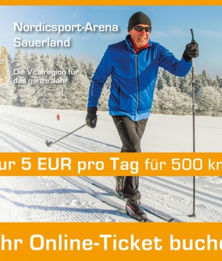 Mit einem Onlineticket für die Nutzung der Loipen unterstützen Sie die Arbeit der Nordic Arena Sauerland