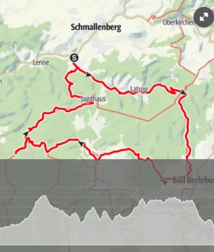 Kartenausschnitt aus dem Tourenportal des Schmallenberger Sauerland Tourismus