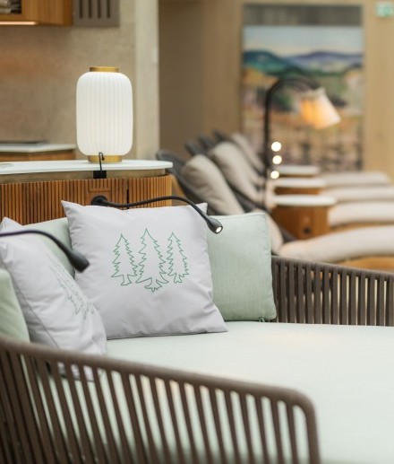 De ontspanningsruimte in wellnesshotel Jagdhaus Wiese in het Sauerland is een plek om weg te dromen