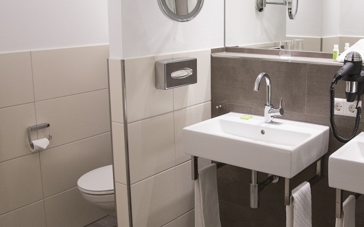 Bathroom of a Comfort room at the Hotel Jagdhaus Wiese in the Sauerland