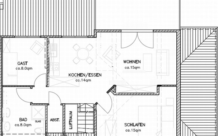 Grundriss der Ferienwohnung Franz Klemens im zum Hotel Jagdhaus Wiese im Sauerland gehörenden Bruderhaus.